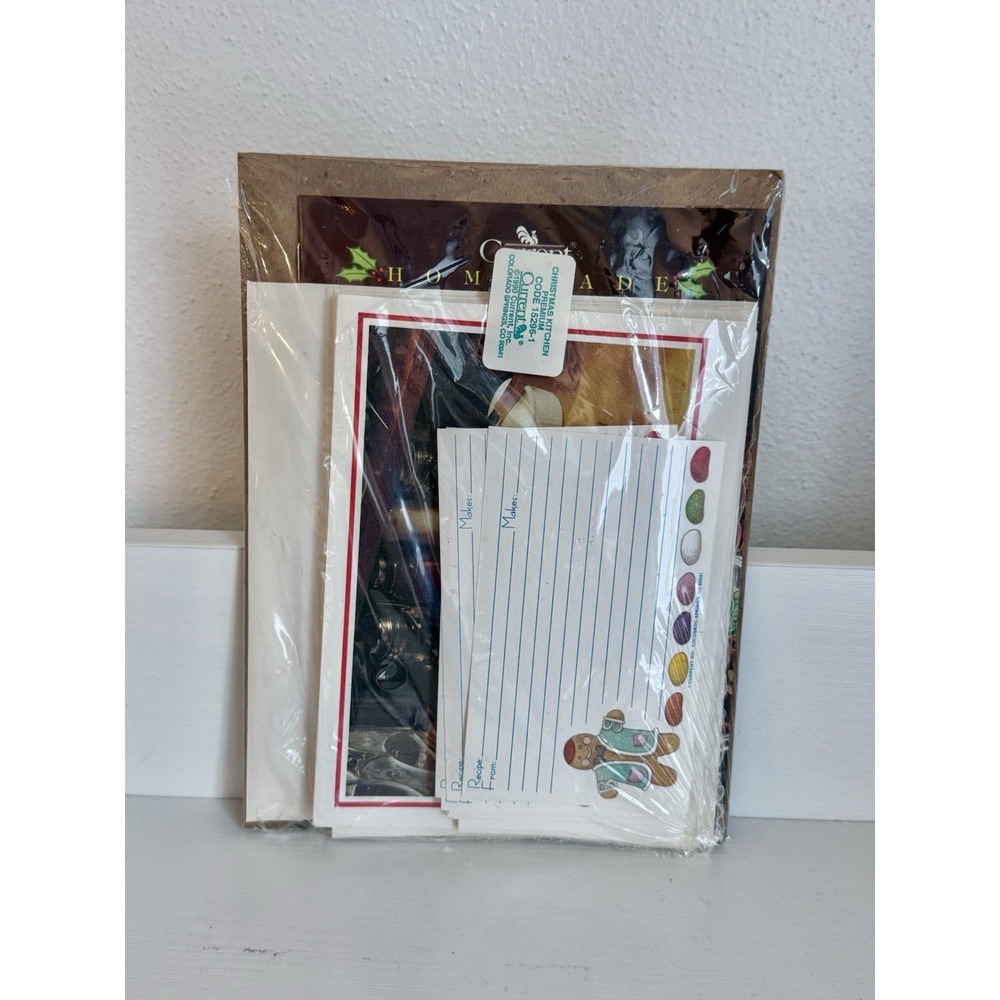 NIB Vtg 1990s Christmas 6 Recipe Notecards, Booklet, Gingerbread Index Cards